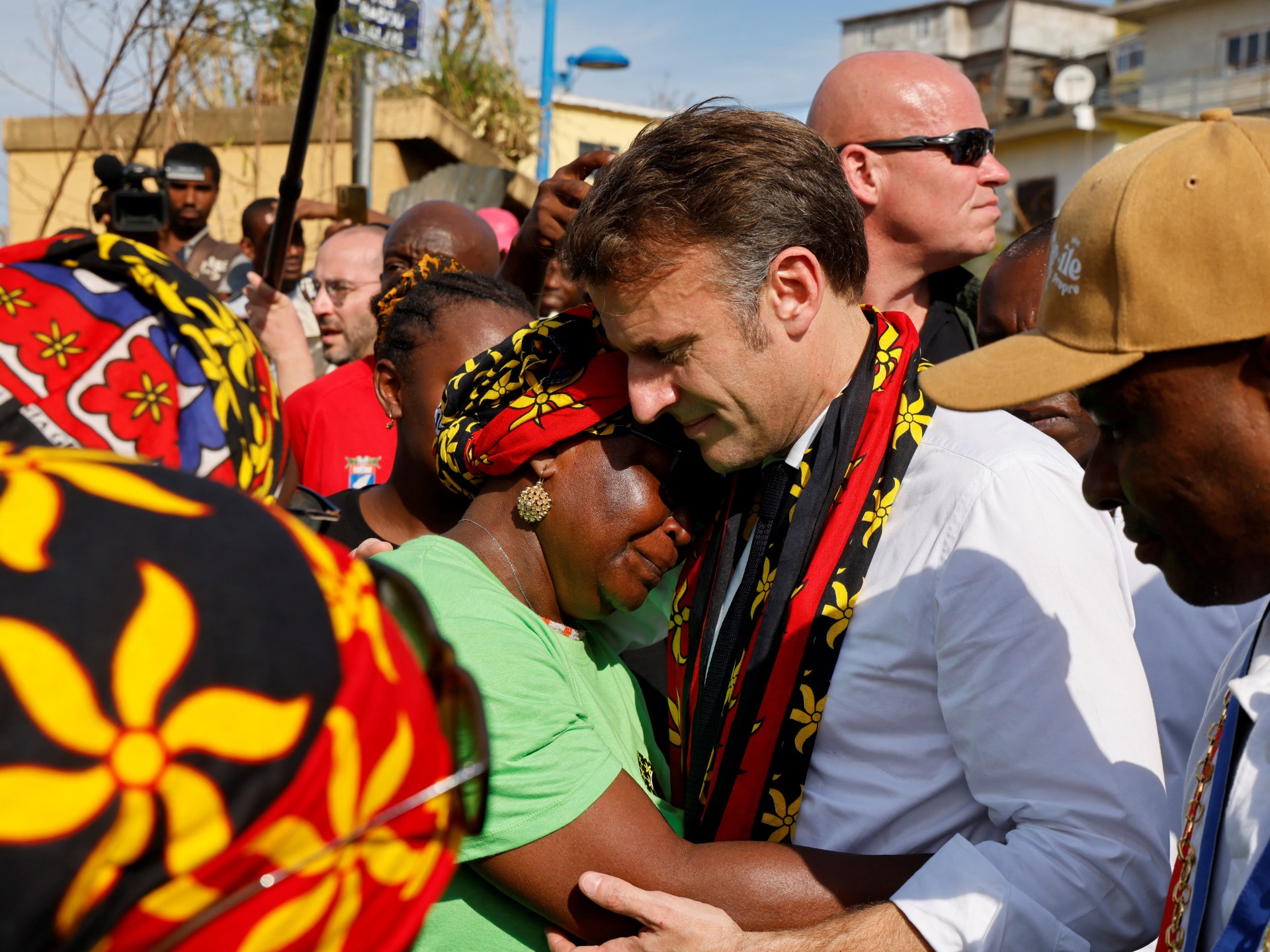 Macron surveys cyclone devastation in Mayotte